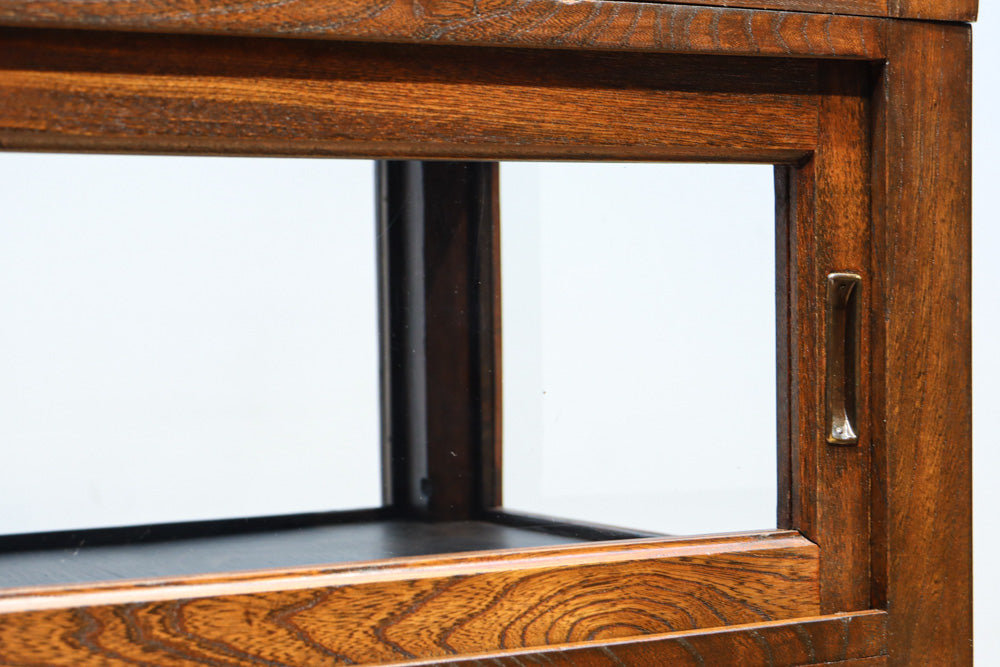 昭和レトロ!! タイルの細工がお洒落なオークガラスケース　BB3237