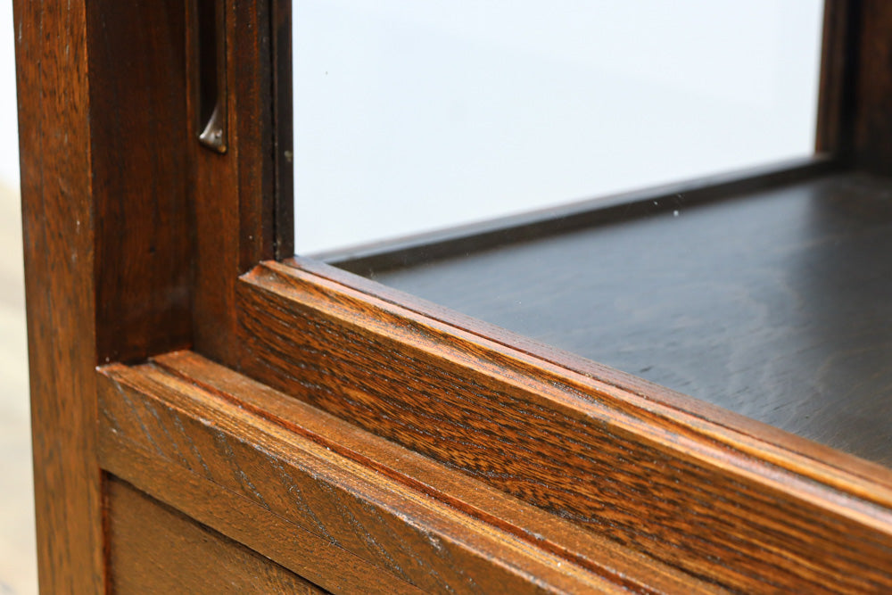 昭和レトロ!! タイルの細工がお洒落なオークガラスケース　BB3237