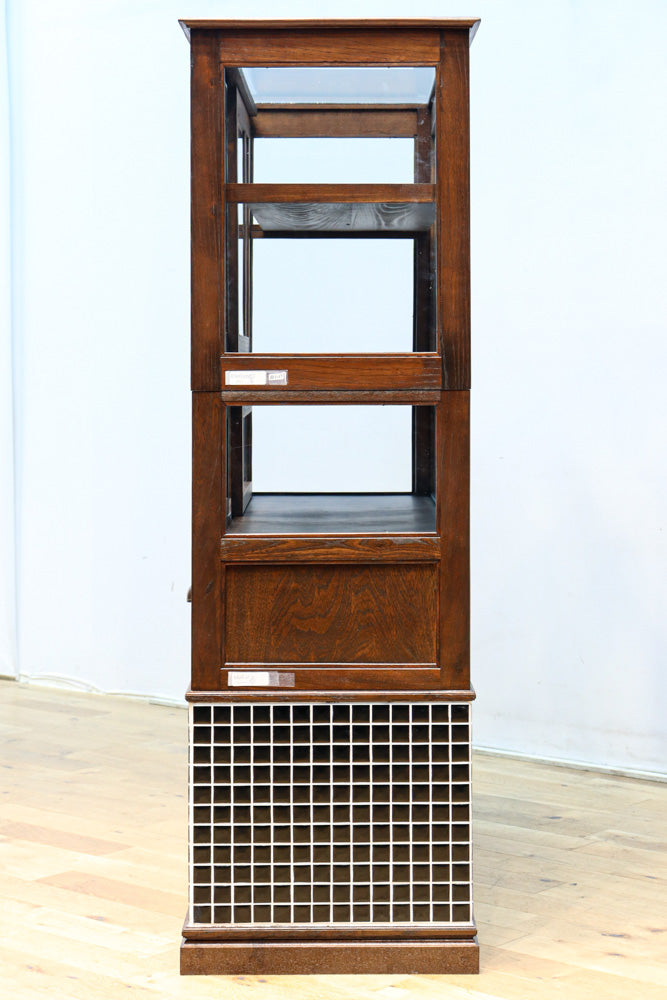 昭和レトロ!! タイルの細工がお洒落なオークガラスケース　BB3237