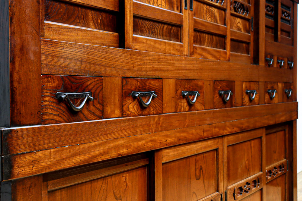 極上前面総けやき！！型変わり９尺近江水屋箪笥　BB3243