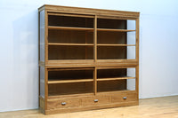 美しい木地色の風合いにゆらゆらガラスが映える前面オークガラスケース　BB3245