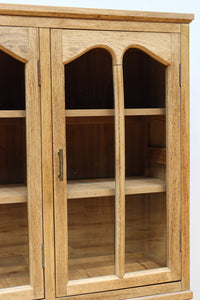 木地色に扉デザインも素敵なアールデコ調レトロガラスケース　BB3248