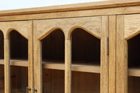 木地色に扉デザインも素敵なアールデコ調レトロガラスケース　BB3248