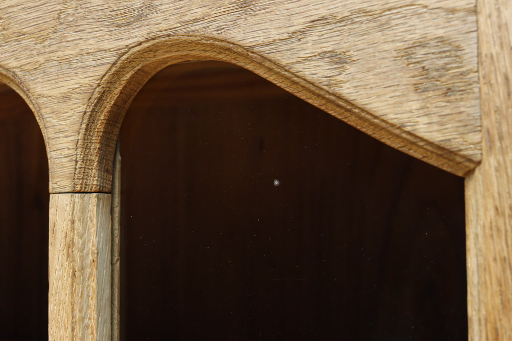 木地色に扉デザインも素敵なアールデコ調レトロガラスケース　BB3248