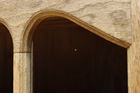 木地色に扉デザインも素敵なアールデコ調レトロガラスケース　BB3248