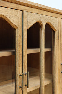 木地色に扉デザインも素敵なアールデコ調レトロガラスケース　BB3248