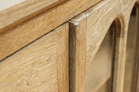 木地色に扉デザインも素敵なアールデコ調レトロガラスケース　BB3248