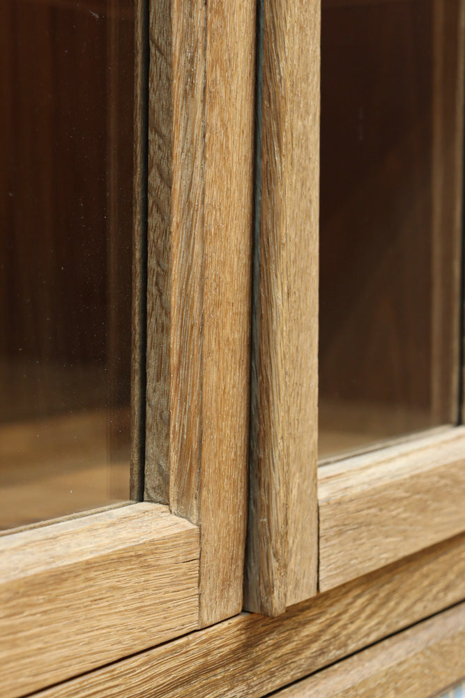 木地色に扉デザインも素敵なアールデコ調レトロガラスケース　BB3248