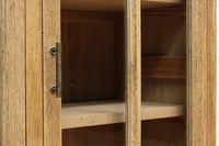 木地色に扉デザインも素敵なアールデコ調レトロガラスケース　BB3248