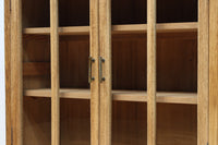 木地色に扉デザインも素敵なアールデコ調レトロガラスケース　BB3248