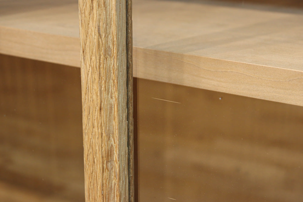 木地色に扉デザインも素敵なアールデコ調レトロガラスケース　BB3248