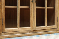 木地色に扉デザインも素敵なアールデコ調レトロガラスケース　BB3248