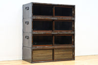 珍品!! 味わいある風合いをした引き違い戸のスタッキング式ガラスケース　BB3249