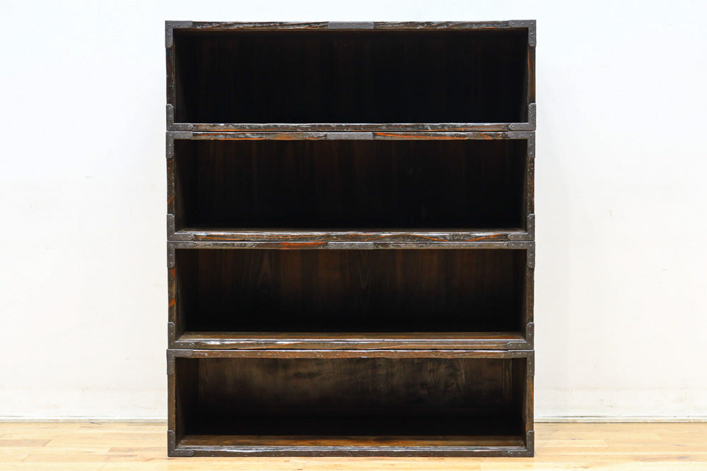 珍品!! 味わいある風合いをした引き違い戸のスタッキング式ガラスケース　BB3249