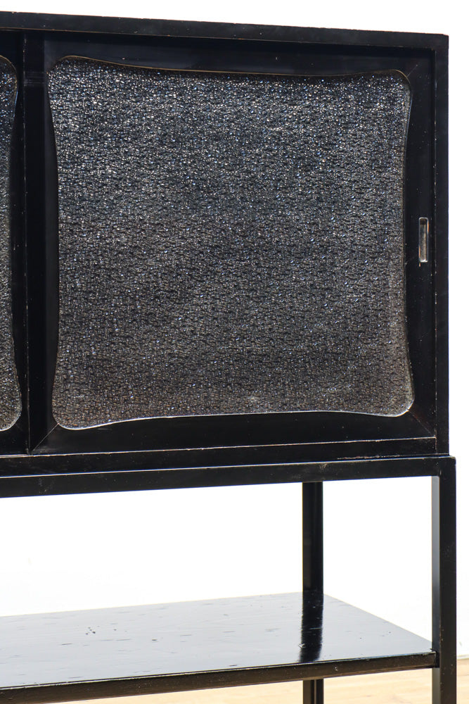 ダイヤガラスが煌めくレトロモダンなアイアンフレーム付きガラスケース　BB3312