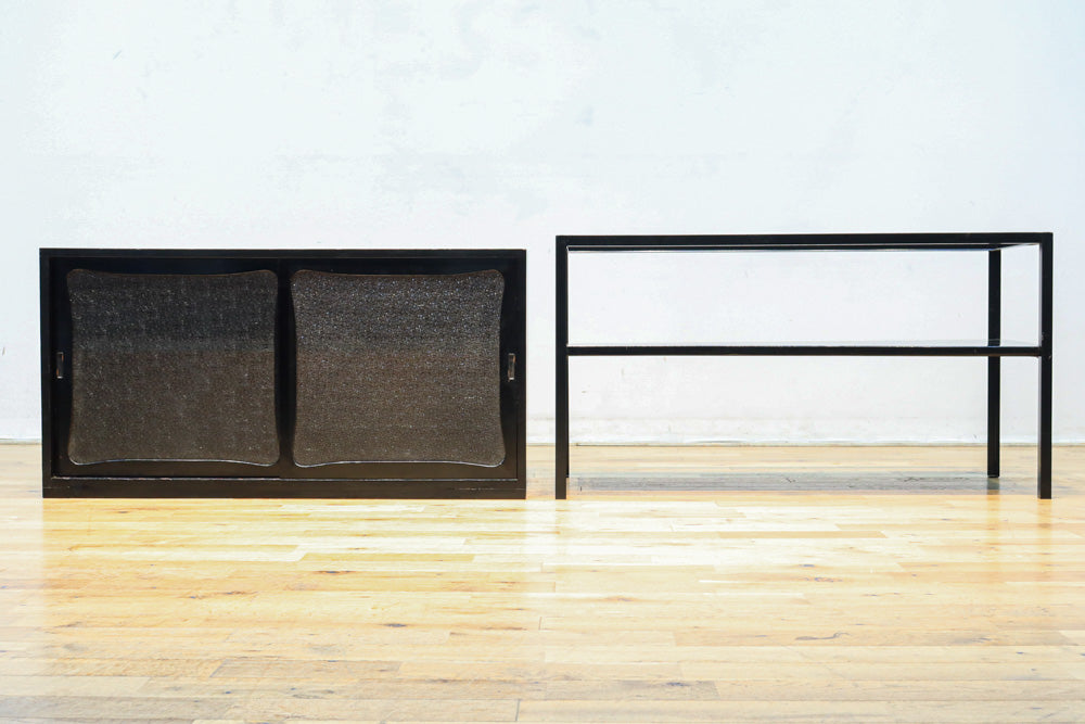 ダイヤガラスが煌めくレトロモダンなアイアンフレーム付きガラスケース　BB3312