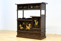 角野岩次作 栗鼠の美しい描写に和の趣き漂う素敵な飾り棚　BB3321