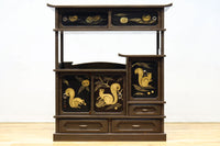 角野岩次作 栗鼠の美しい描写に和の趣き漂う素敵な飾り棚　BB3321