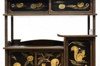 角野岩次作 栗鼠の美しい描写に和の趣き漂う素敵な飾り棚　BB3321