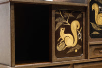 角野岩次作 栗鼠の美しい描写に和の趣き漂う素敵な飾り棚　BB3321