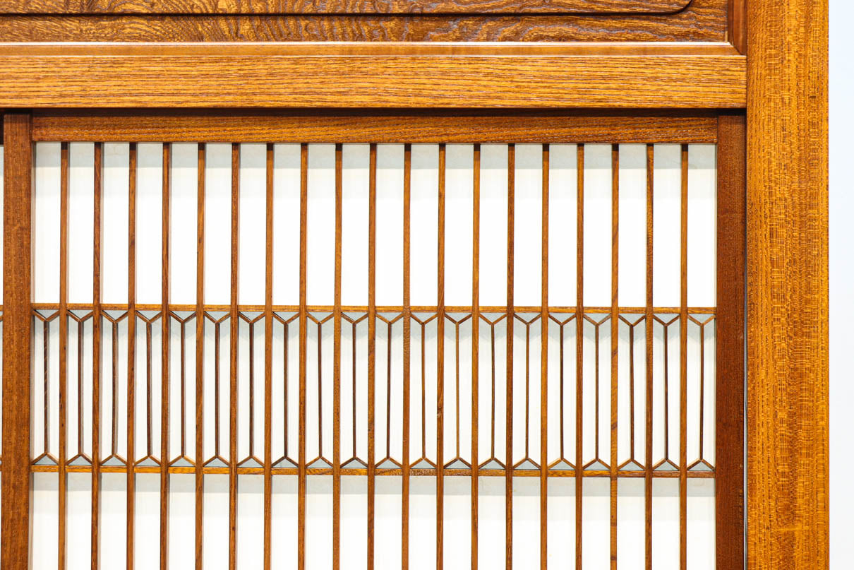 極上けやき珠杢!! 組子入り建具を備えた和の趣き溢れる重厚な衝立　BB3323