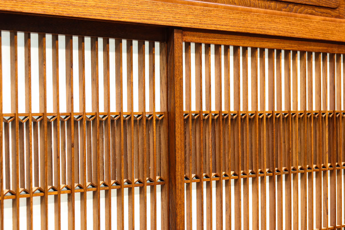 極上けやき珠杢!! 組子入り建具を備えた和の趣き溢れる重厚な衝立　BB3323