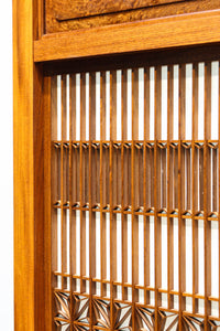 極上けやき珠杢!! 組子入り建具を備えた和の趣き溢れる重厚な衝立　BB3323