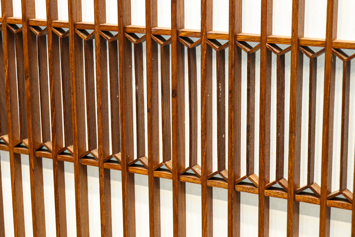 極上けやき珠杢!! 組子入り建具を備えた和の趣き溢れる重厚な衝立　BB3323