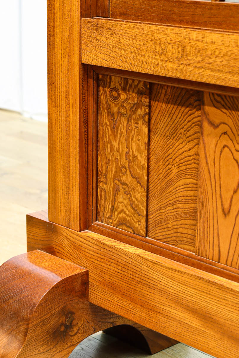 極上けやき珠杢!! 組子入り建具を備えた和の趣き溢れる重厚な衝立　BB3323