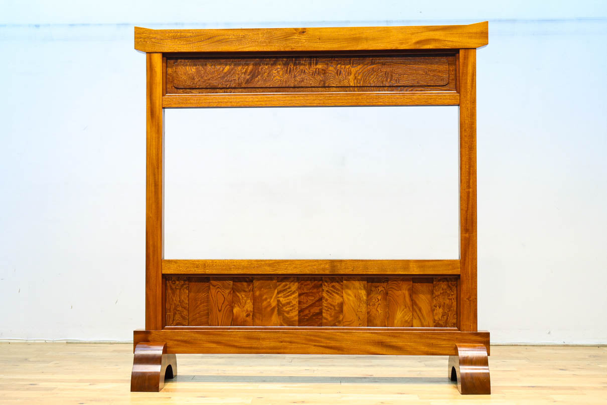 極上けやき珠杢!! 組子入り建具を備えた和の趣き溢れる重厚な衝立　BB3323