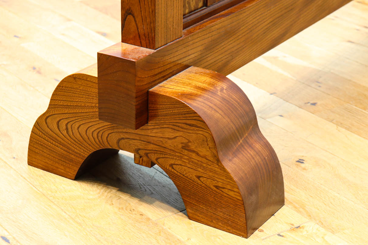 極上けやき珠杢!! 組子入り建具を備えた和の趣き溢れる重厚な衝立　BB3323