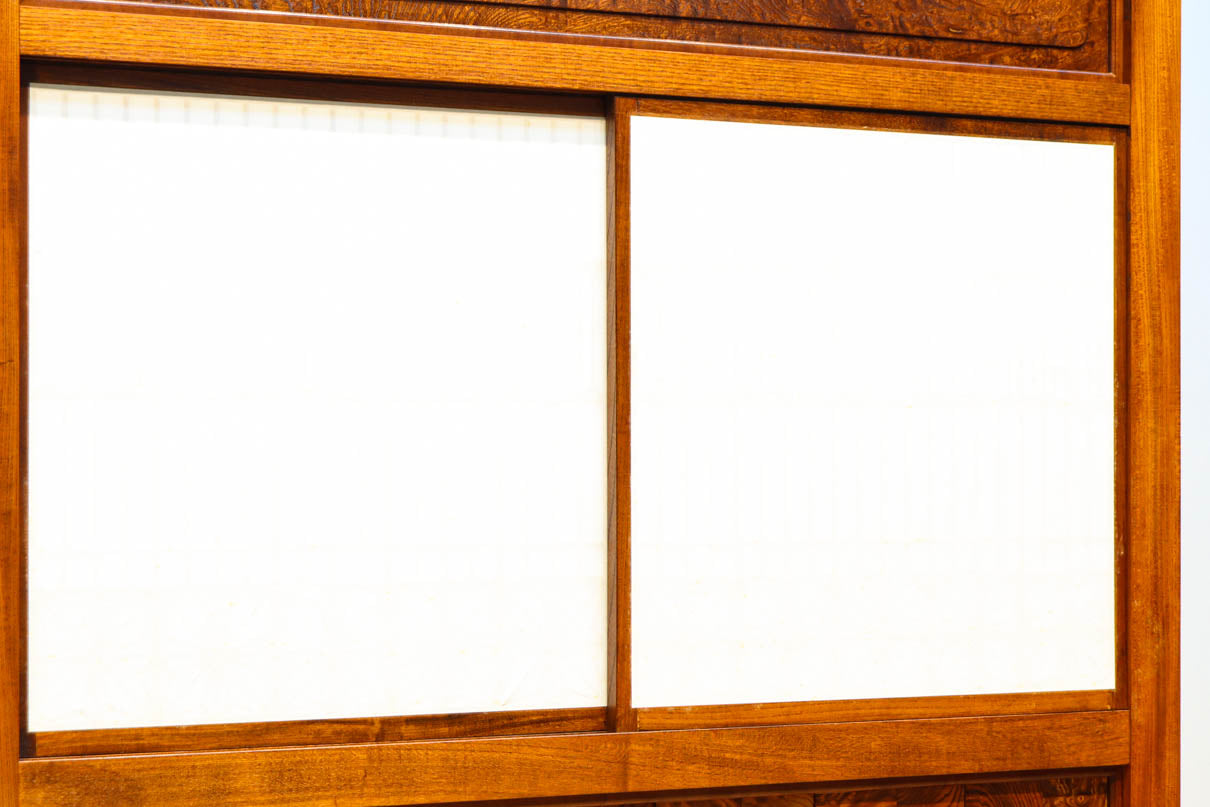 極上けやき珠杢!! 組子入り建具を備えた和の趣き溢れる重厚な衝立　BB3323