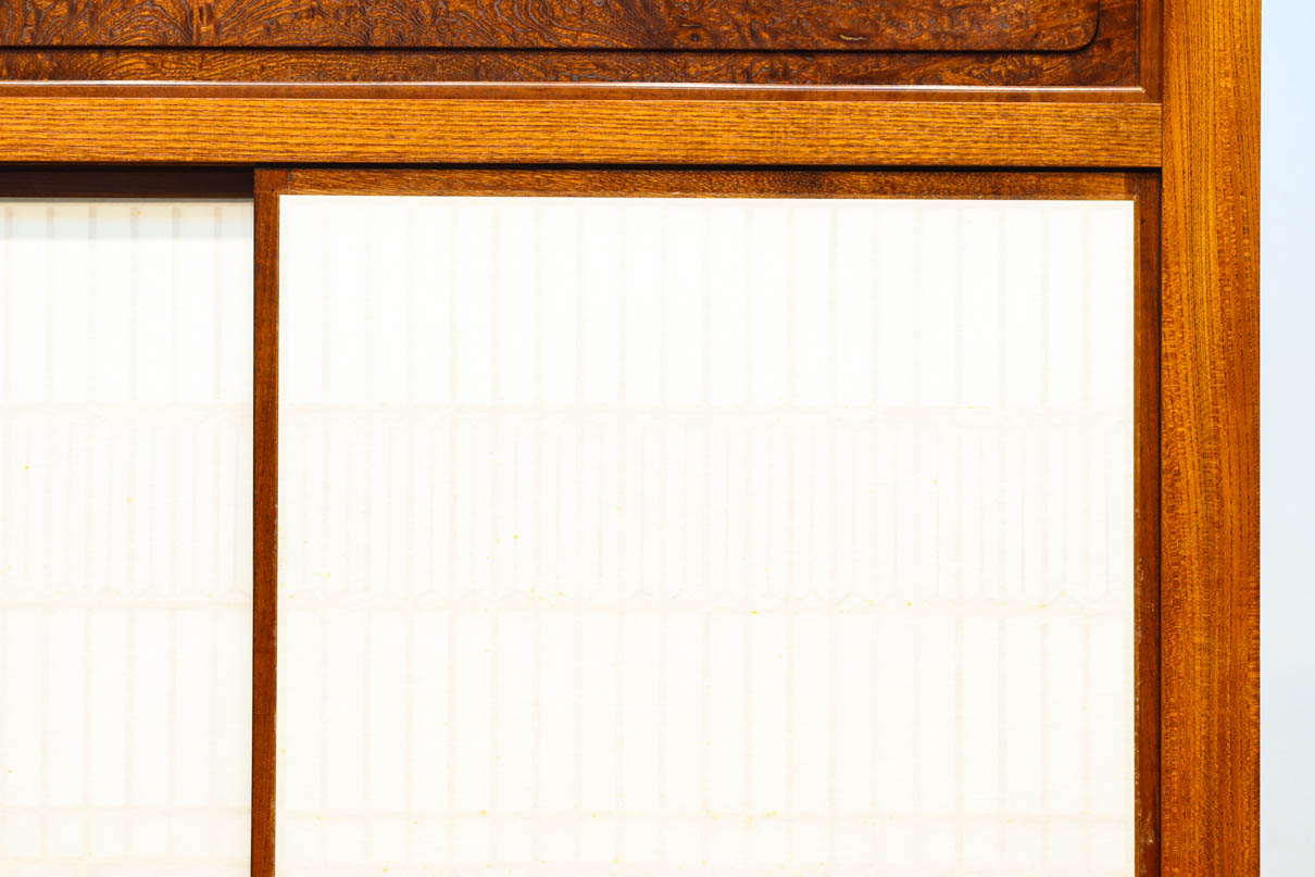 極上けやき珠杢!! 組子入り建具を備えた和の趣き溢れる重厚な衝立　BB3323