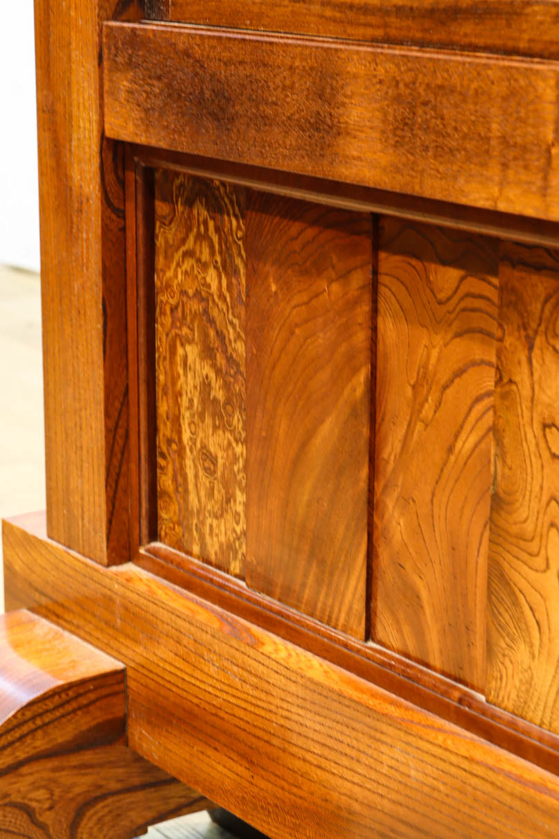 極上けやき珠杢!! 組子入り建具を備えた和の趣き溢れる重厚な衝立　BB3323