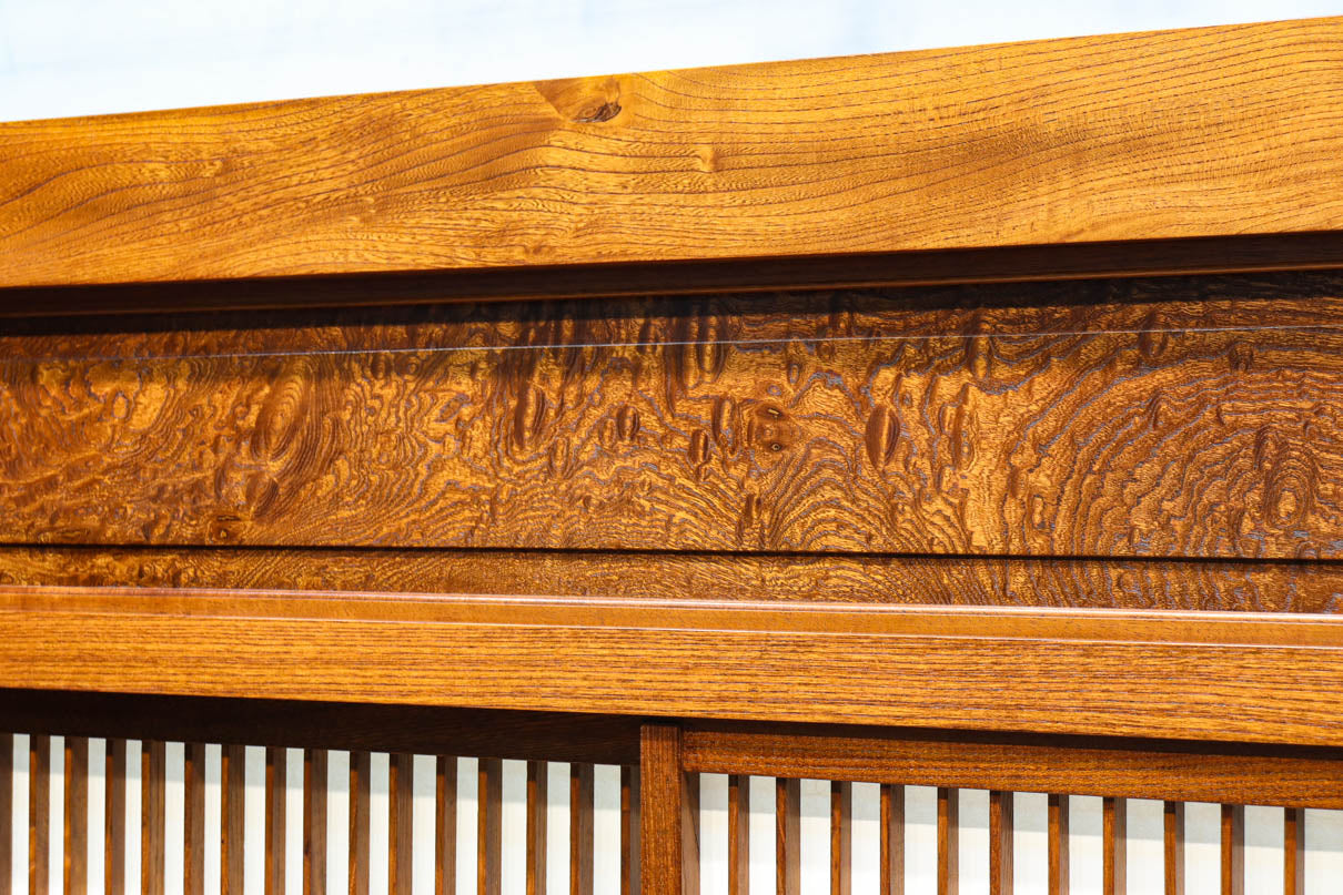 極上けやき珠杢!! 組子入り建具を備えた和の趣き溢れる重厚な衝立　BB3323