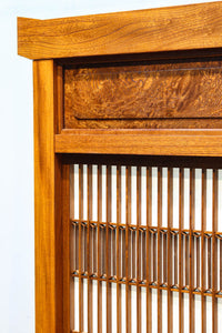 極上けやき珠杢!! 組子入り建具を備えた和の趣き溢れる重厚な衝立　BB3323