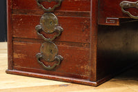 両袖に引き出しを備えた味わい深い文机　BB3326