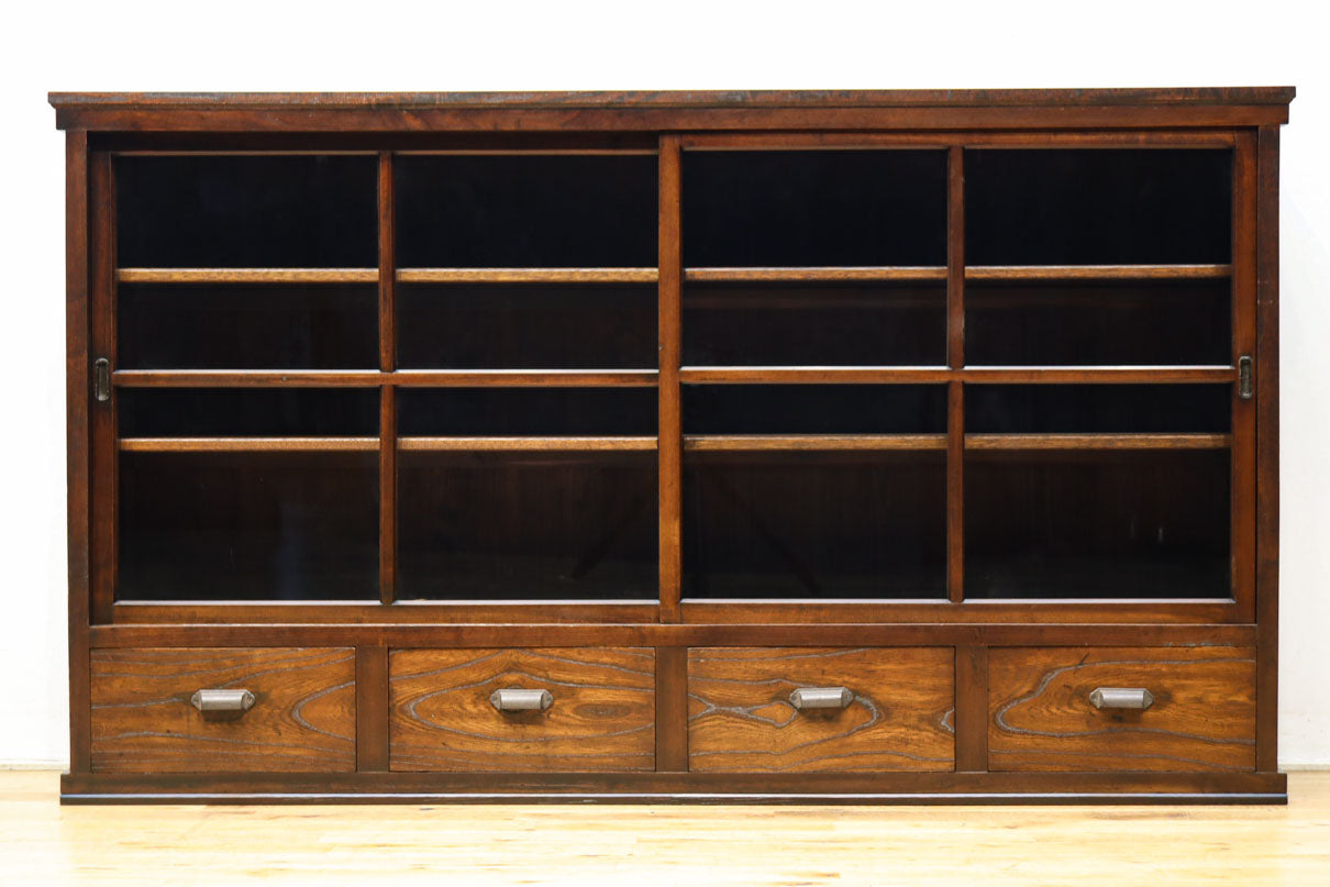 温かみある色彩にゆらゆらガラスが揺らめく十字窓レトロガラスケース　BB3328