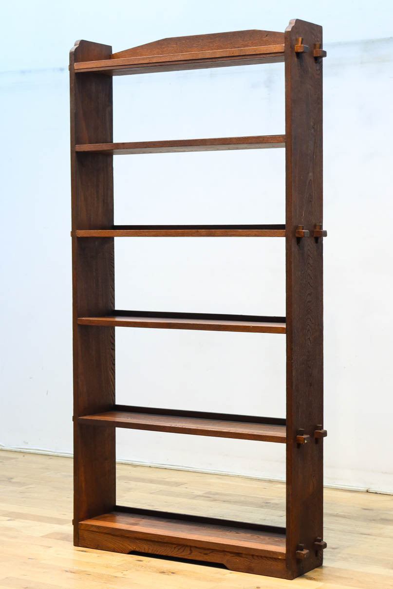 使い勝手の良い落ち着いた風合いの総欅レトロ本棚　BB3329