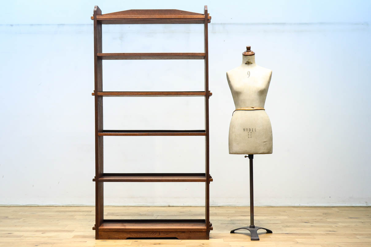 使い勝手の良い落ち着いた風合いの総欅レトロ本棚　BB3329