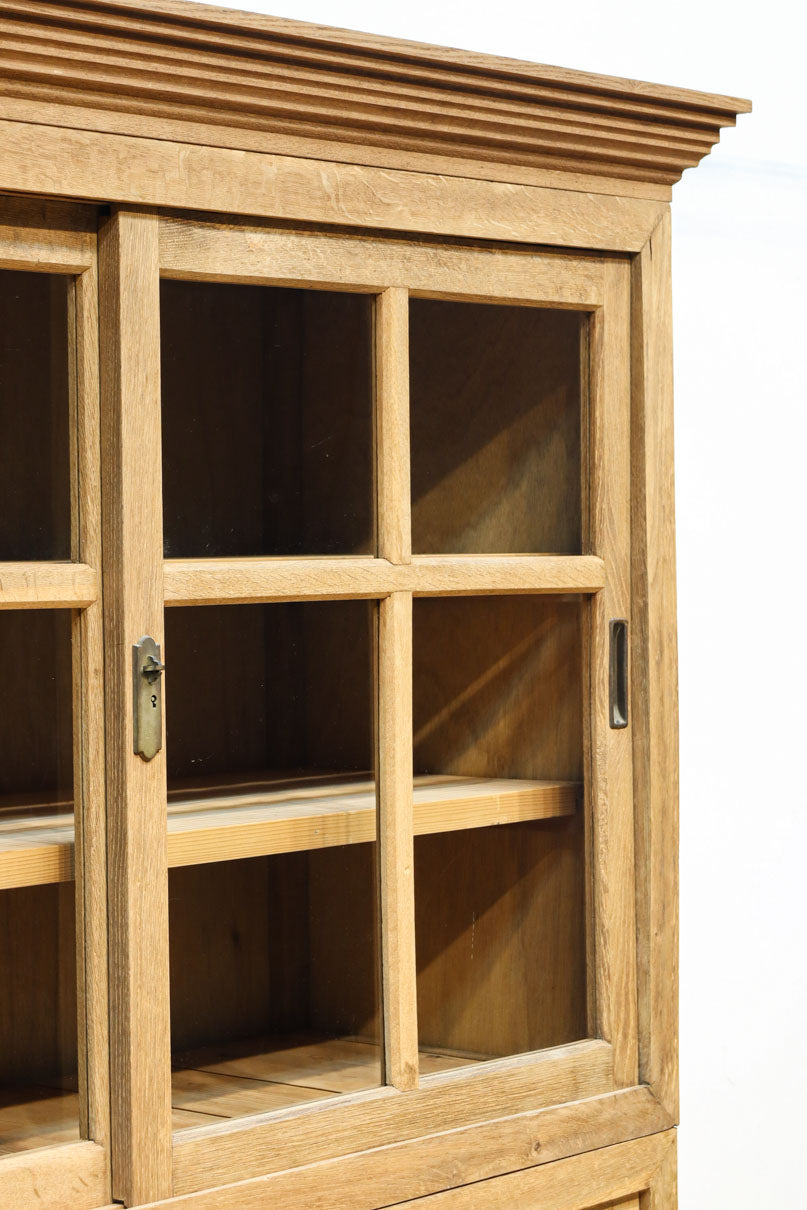 幅1222ミリ‼︎木地色の美しい風合いをした上質なレトロガラスケース　BB3336