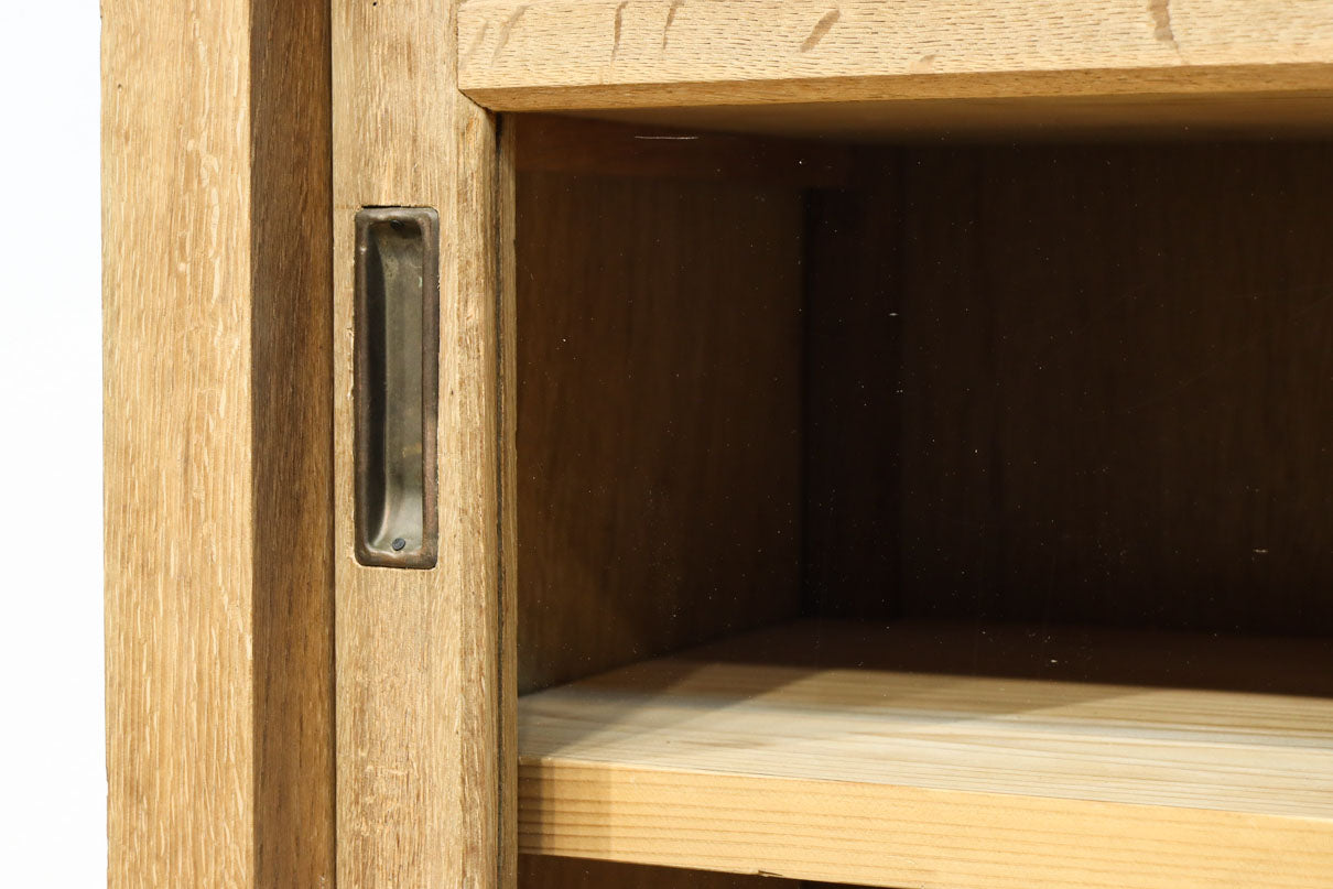 幅1222ミリ‼︎木地色の美しい風合いをした上質なレトロガラスケース　BB3336