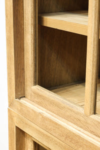 幅1222ミリ‼︎木地色の美しい風合いをした上質なレトロガラスケース　BB3336