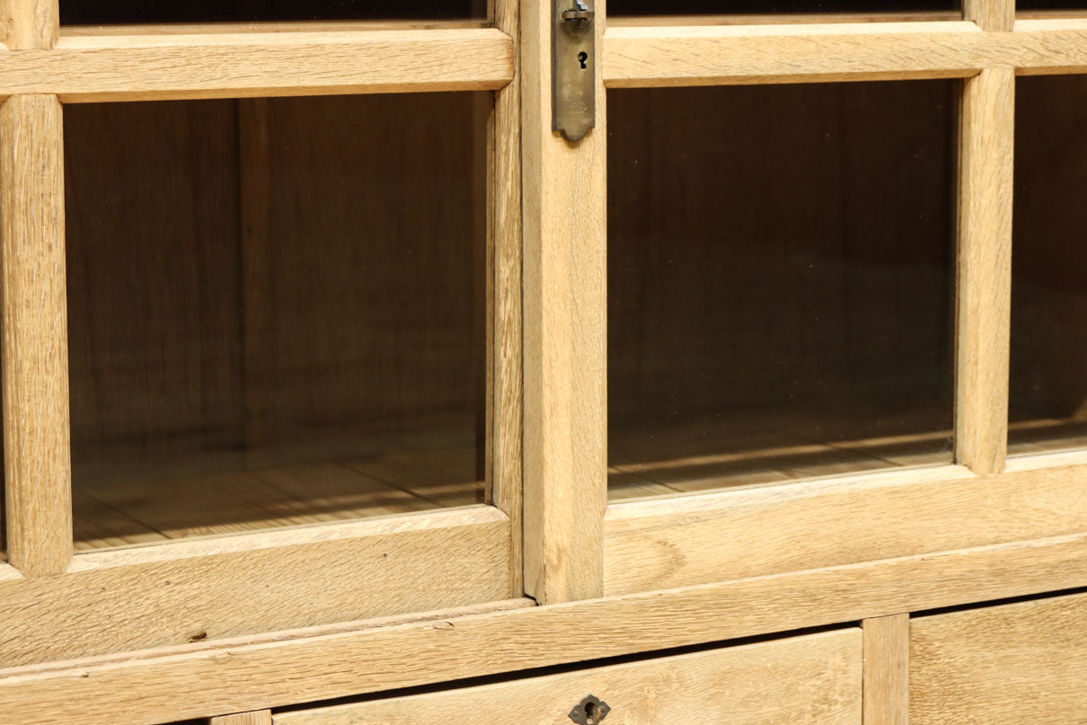 幅1222ミリ‼︎木地色の美しい風合いをした上質なレトロガラスケース　BB3336