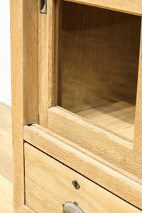 幅1222ミリ‼︎木地色の美しい風合いをした上質なレトロガラスケース　BB3336