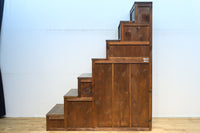 優美なけやき杢目に漆の艶やかな光沢が貫録を漂わす美濃階段箪笥　BB3337