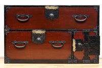 縁起良い装飾金具で雅な面持ちある二本松衣裳箪笥　BB3368