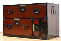 縁起良い装飾金具で雅な面持ちある二本松衣裳箪笥　BB3368