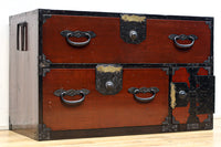 縁起良い装飾金具で雅な面持ちある二本松衣裳箪笥　BB3368