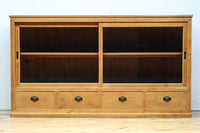 温もり溢れる木地色のオークレトロガラスケース　BB3383